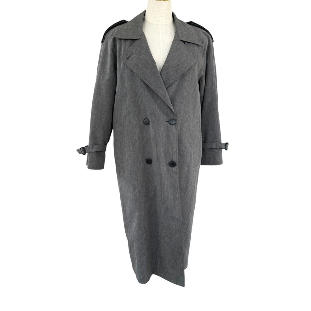 Vintage London Fog Trench Coat Gray Womens 4P 70s 80s USA Academia Minimalist